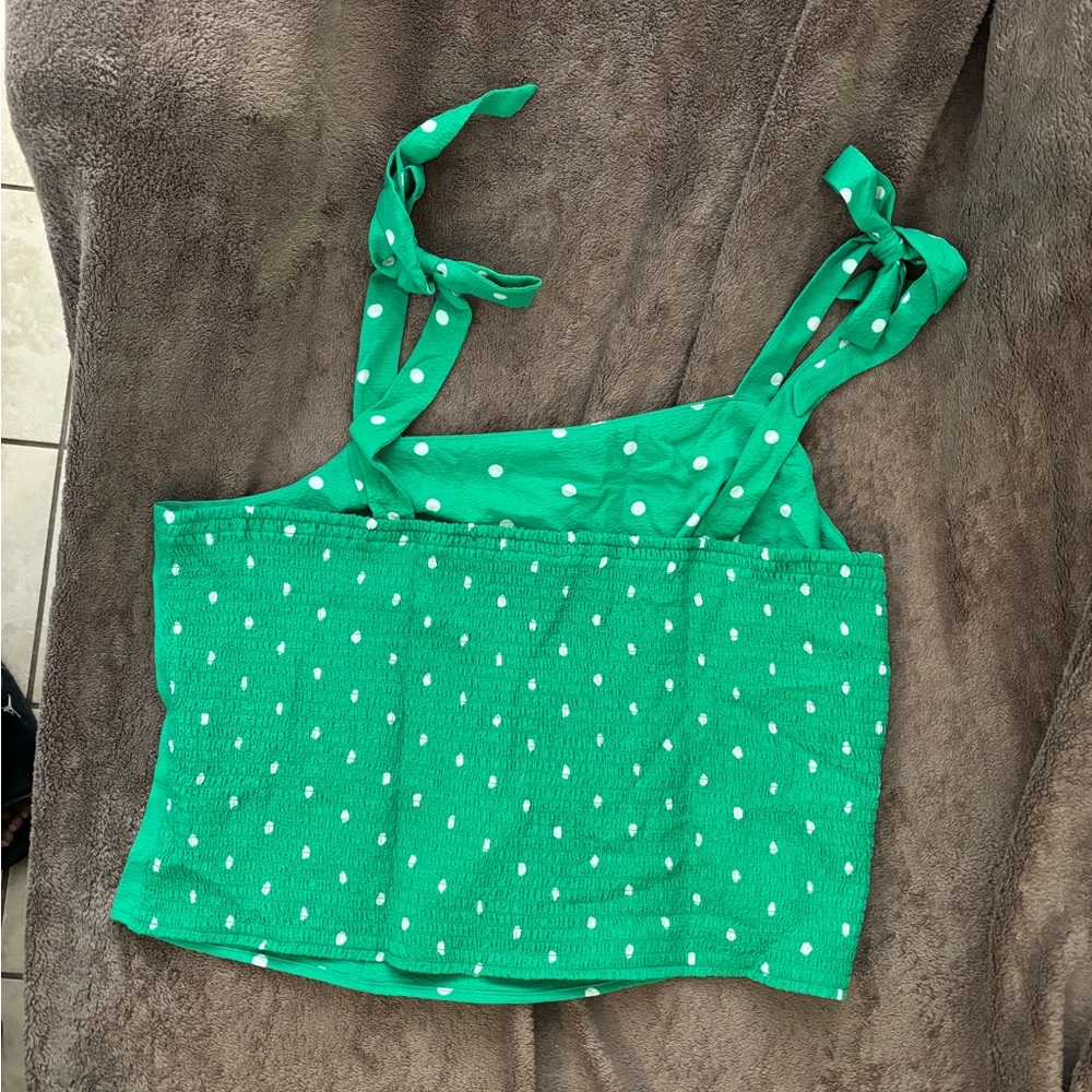 Green Polka Dot Women's Top